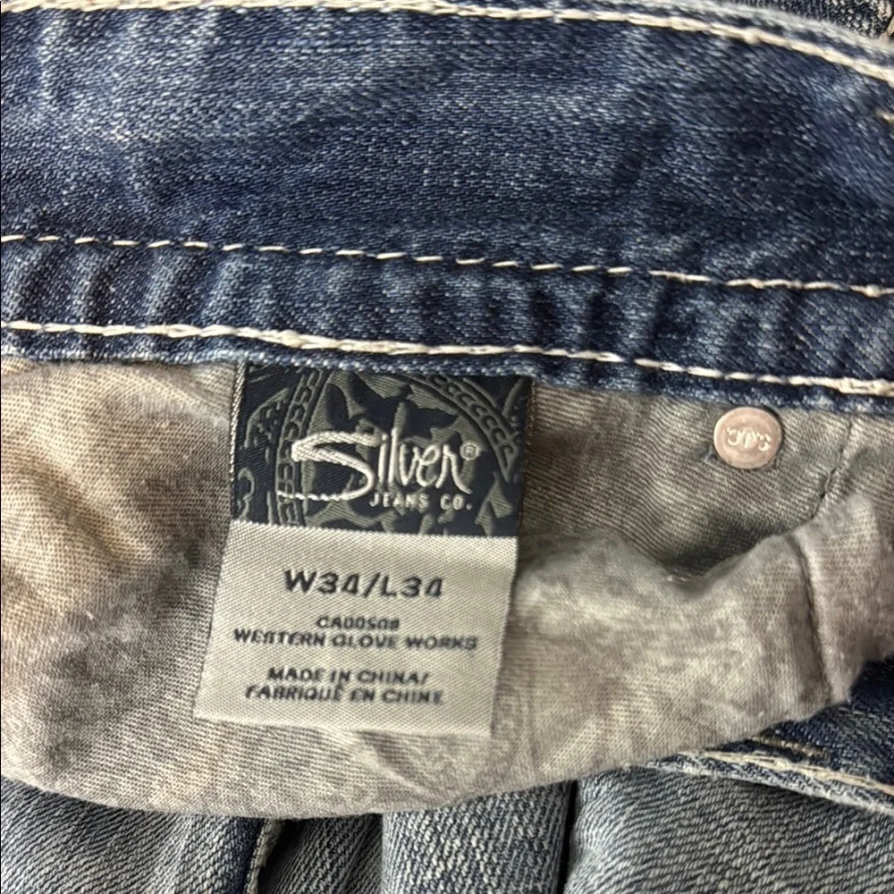 Silver‎ Co Men's Light Blue Nash straight-leg Distressed Jeans Size 34